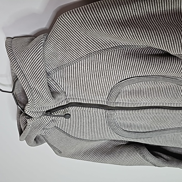 LULULEMON size 2 gray and brown pinstriped scuba zip up hoodie - Picture 3 of 7